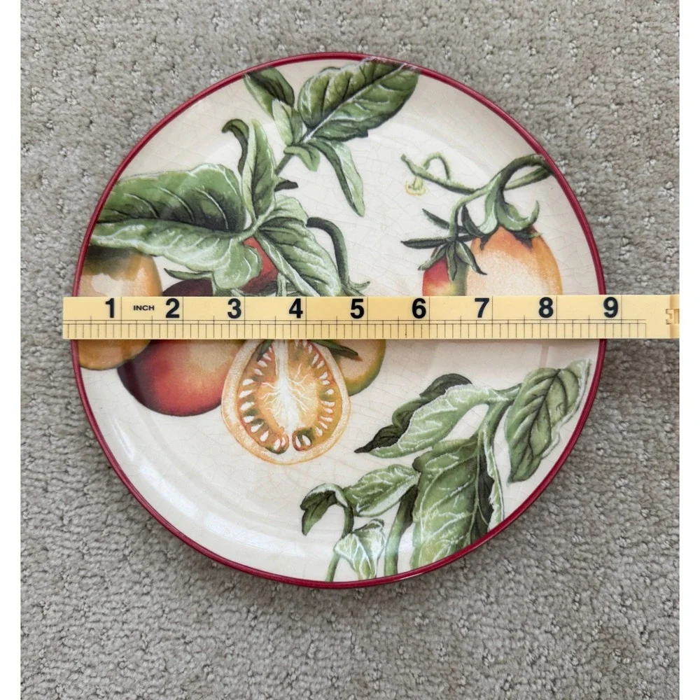 Williams Sonoma Tomato Vine Salad Plates (Set of 2) Made in Italy Ceramic 8.5